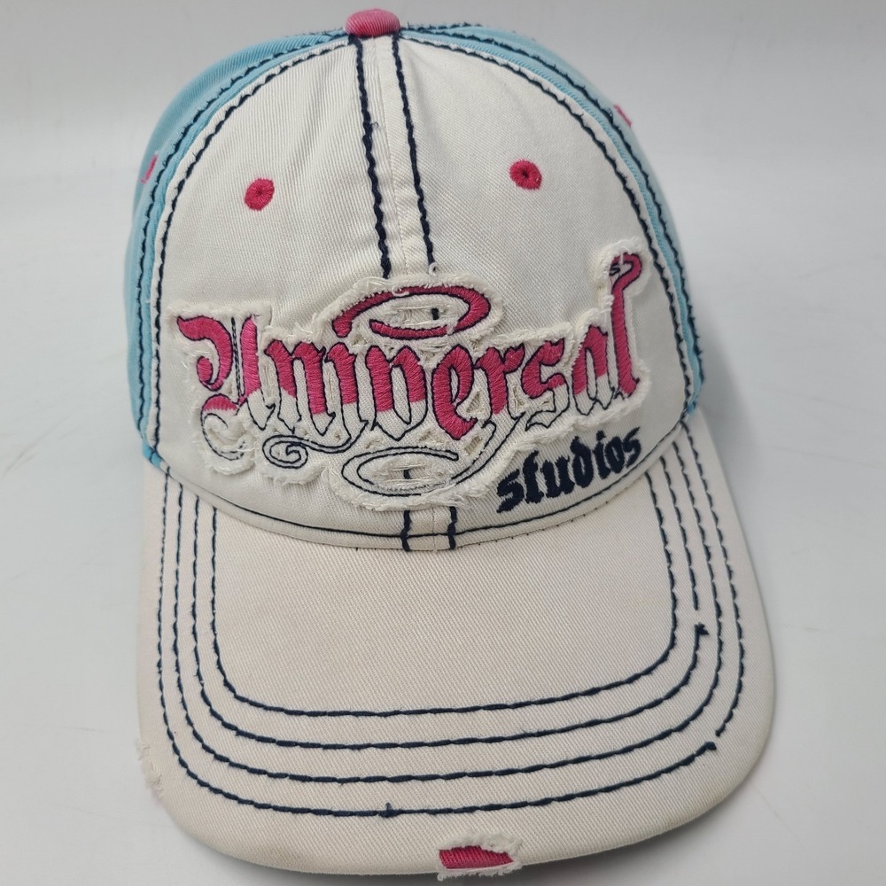 Women Universal Studios Hat Adjustable Distressed White Blue‎ Pink Cotton Casual